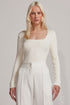 BLUSA DECOTE QUADRADO TRICÔ OFF WHITE